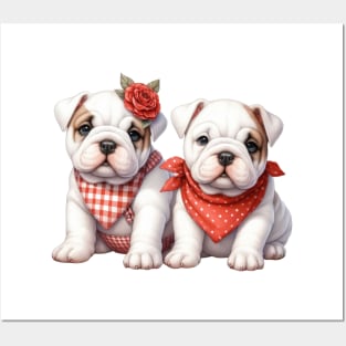 Valentine Bulldog Couple Posters and Art